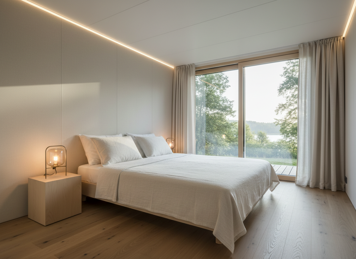 EX-LIVING Innenansicht – minimalistisches Bett