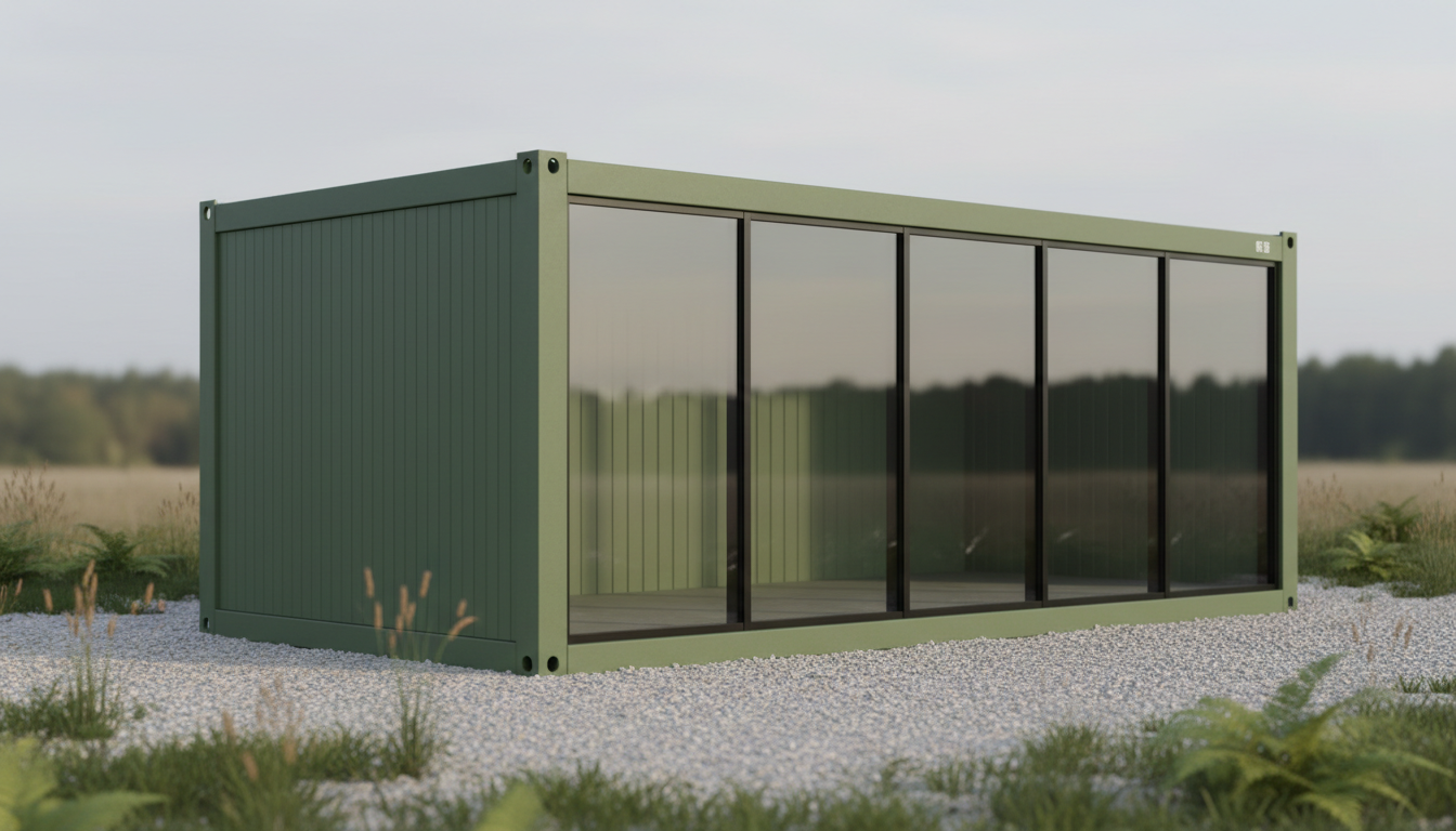 EX-WORK Bürocontainer Außenansicht olivgrün